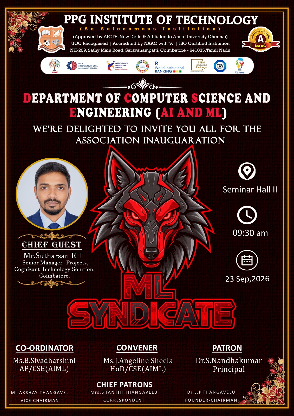 AI-ML ASSOCIATION INAUGURATION EVENT banner